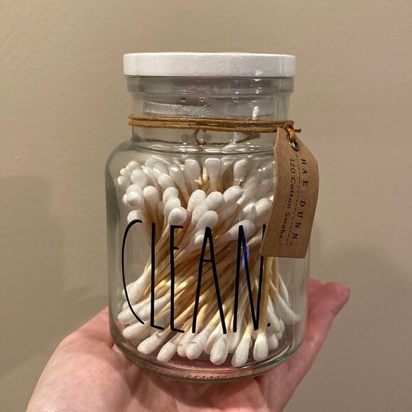 Rae Dunn Glass Cotton Swab Jar - Picture 1 of 4